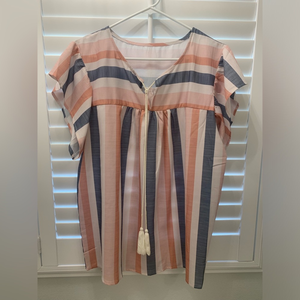 Linen Look Flutter Sleeve Top